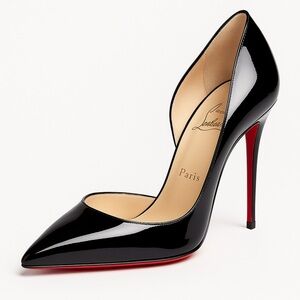 Christian Louboutin Iriza Glossy Black Heels with Signature Red Sole